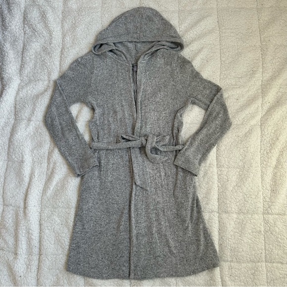 aerie Sweaters - AERIE Comfy Gray Hooded Cardigan with Belt